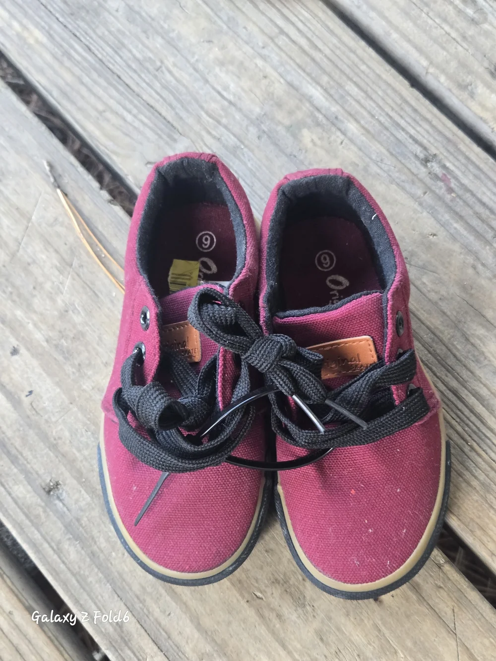 Kids Burgundy Canvas Sneakers with Black Laces